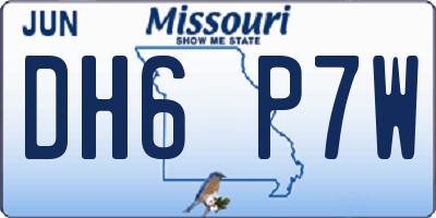 MO license plate DH6P7W