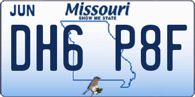 MO license plate DH6P8F