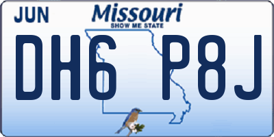 MO license plate DH6P8J