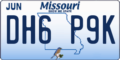 MO license plate DH6P9K