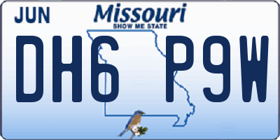 MO license plate DH6P9W