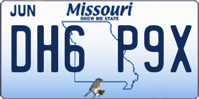 MO license plate DH6P9X