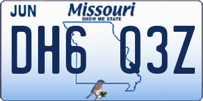 MO license plate DH6Q3Z