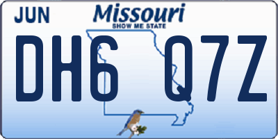 MO license plate DH6Q7Z