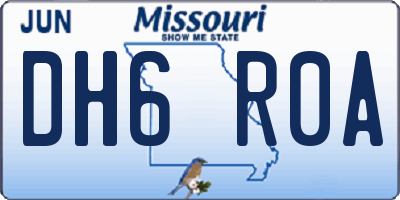 MO license plate DH6R0A
