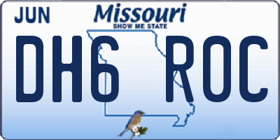MO license plate DH6R0C