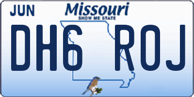 MO license plate DH6R0J