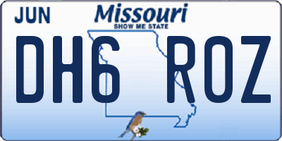MO license plate DH6R0Z