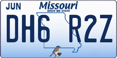 MO license plate DH6R2Z