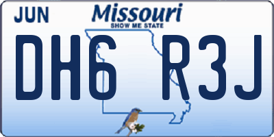 MO license plate DH6R3J