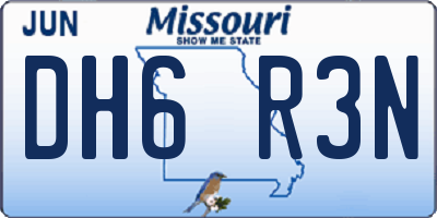 MO license plate DH6R3N