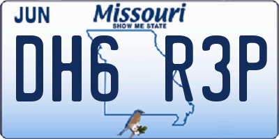 MO license plate DH6R3P