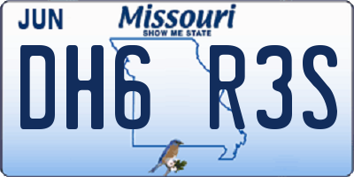 MO license plate DH6R3S