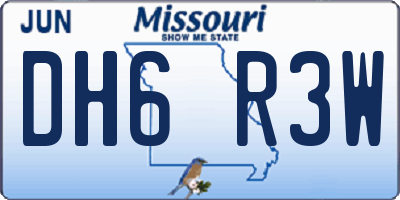 MO license plate DH6R3W