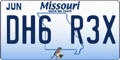 MO license plate DH6R3X