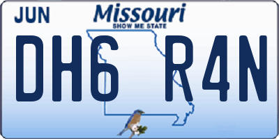 MO license plate DH6R4N