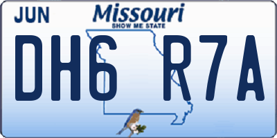 MO license plate DH6R7A
