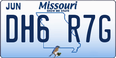 MO license plate DH6R7G