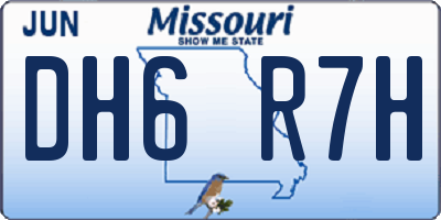 MO license plate DH6R7H