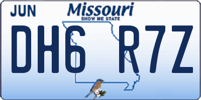 MO license plate DH6R7Z