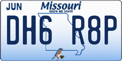 MO license plate DH6R8P
