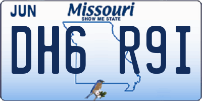 MO license plate DH6R9I