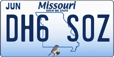 MO license plate DH6S0Z