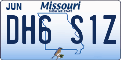 MO license plate DH6S1Z