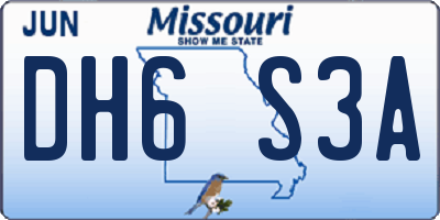 MO license plate DH6S3A