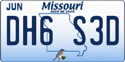 MO license plate DH6S3D