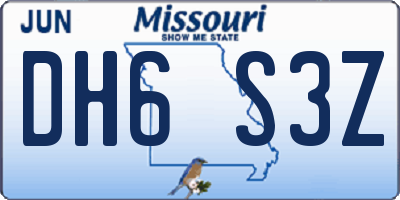 MO license plate DH6S3Z