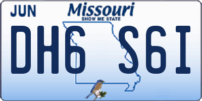 MO license plate DH6S6I