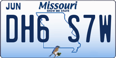 MO license plate DH6S7W