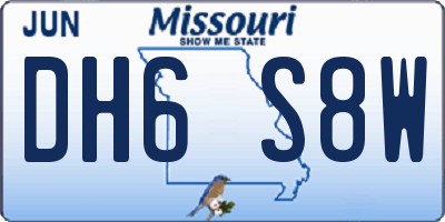 MO license plate DH6S8W