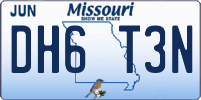 MO license plate DH6T3N