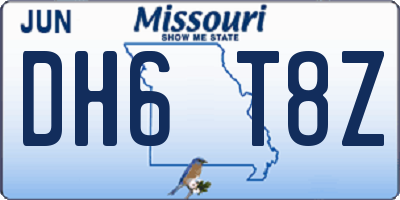 MO license plate DH6T8Z