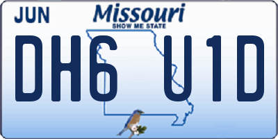 MO license plate DH6U1D