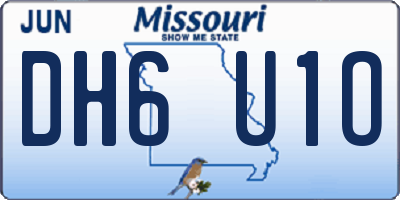 MO license plate DH6U1O
