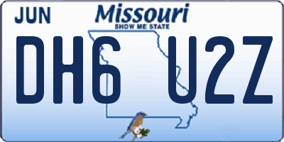MO license plate DH6U2Z