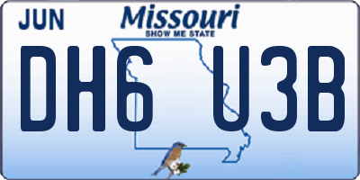 MO license plate DH6U3B