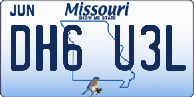 MO license plate DH6U3L