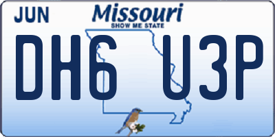 MO license plate DH6U3P