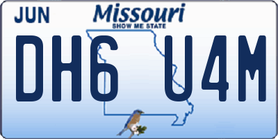 MO license plate DH6U4M