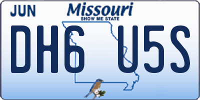 MO license plate DH6U5S