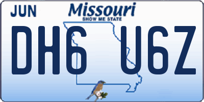 MO license plate DH6U6Z