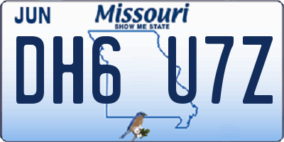 MO license plate DH6U7Z