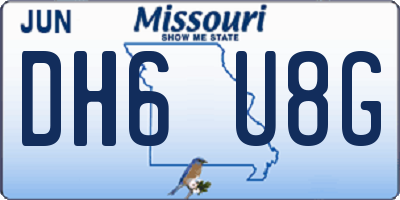 MO license plate DH6U8G