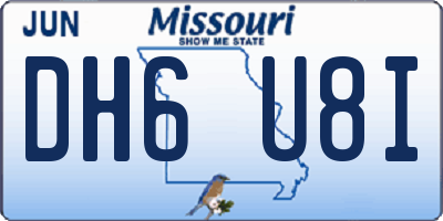 MO license plate DH6U8I