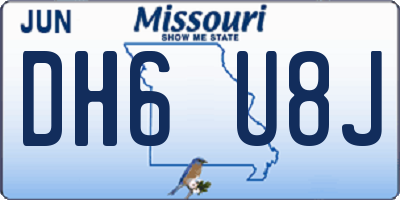 MO license plate DH6U8J