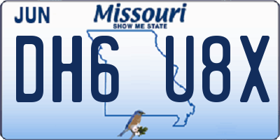 MO license plate DH6U8X